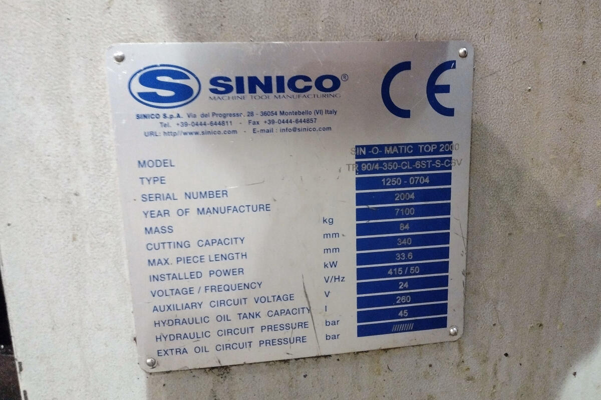 Additional image #2 for Sinico Sin-O-Matic TOP2000 Twin Spindle CNC Cutting Machine