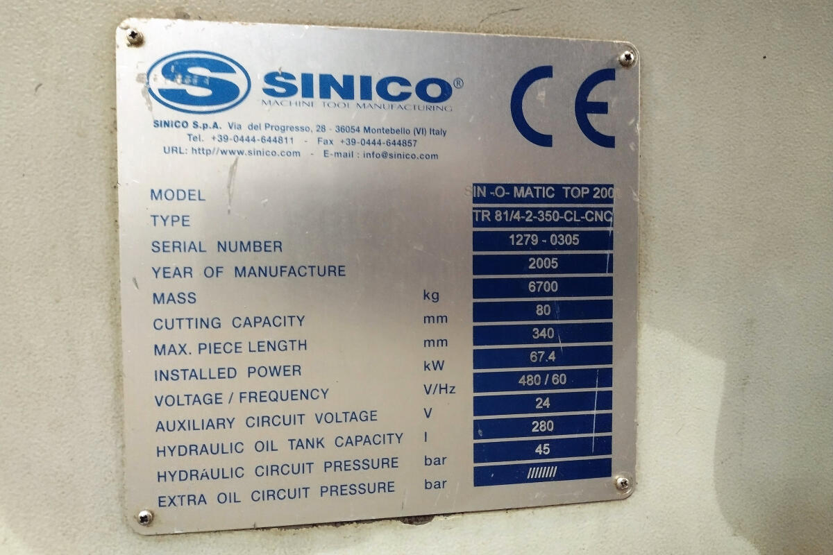 Additional image #2 for Sinico Sin-O-Matic TOP2000 Twin Spindle CNC Cutting Machine